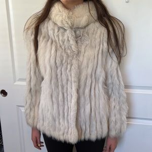 Vintage 80s light grey off white FOX stripe jacket L